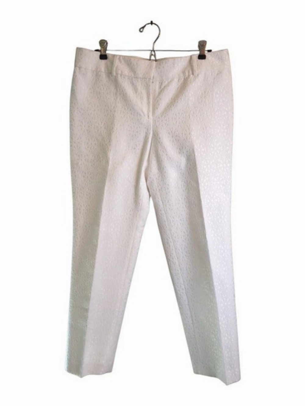 Ann Taylor White Textured Classic Capris Sz8